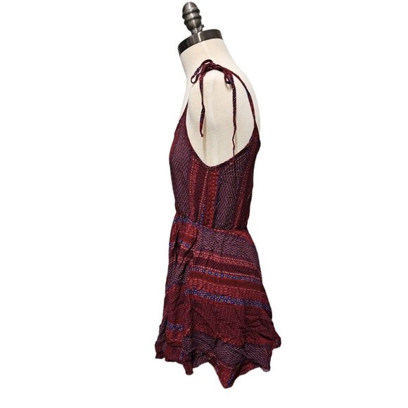 Culture Shop Tie Spaghetti Strap Dress Red Blue Pattern Sundress - Picture 4 of 7